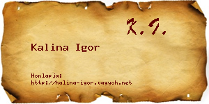 Kalina Igor névjegykártya